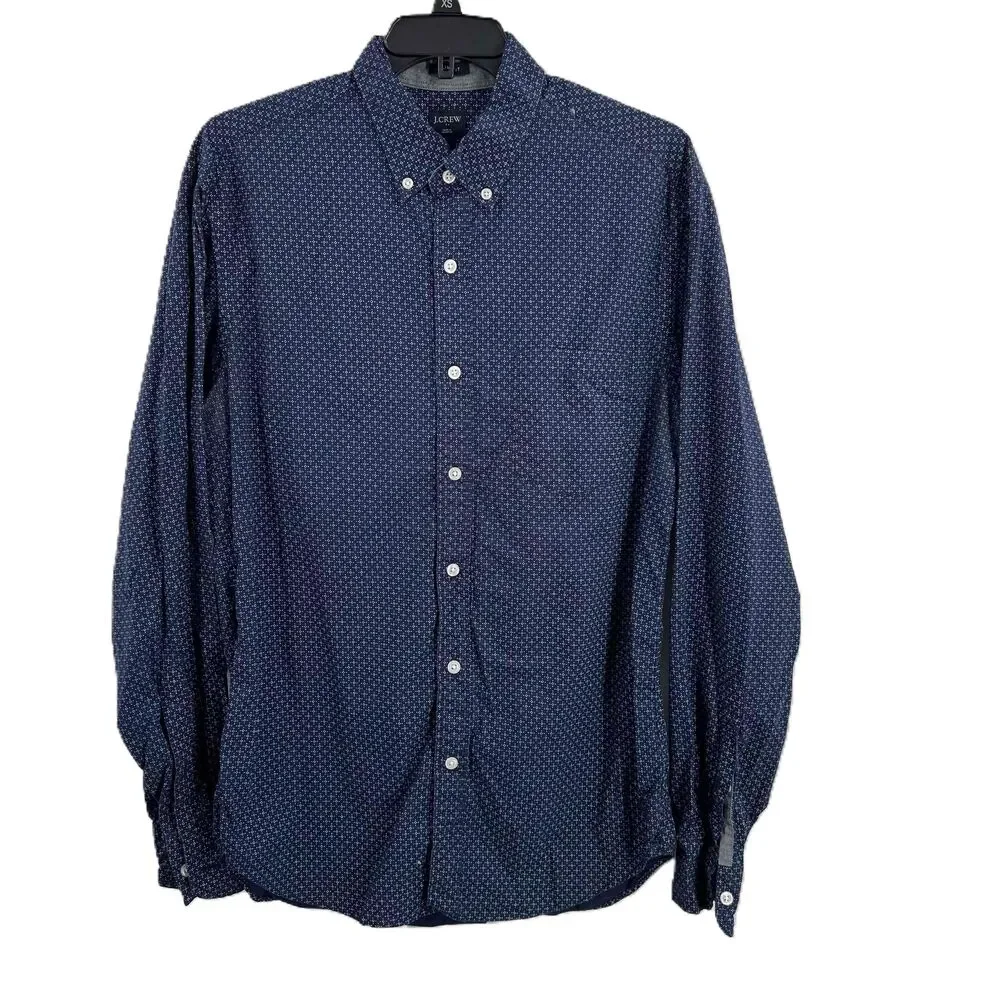 J. Crew Blue White Pattern Slim Fit Button Down Shirt Long Sleeve Mens Medium‎